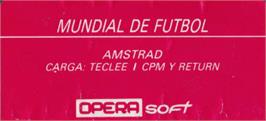 Top of cartridge artwork for Mundial de Fútbol on the Amstrad CPC.