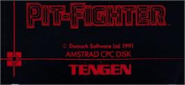 Top of cartridge artwork for Pit Fighter on the Amstrad CPC.