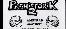 Top of cartridge artwork for Prehistorik 2 on the Amstrad CPC.
