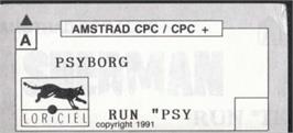 Top of cartridge artwork for Psyborg on the Amstrad CPC.
