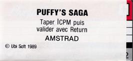 Top of cartridge artwork for Puffy's Saga on the Amstrad CPC.