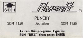 Top of cartridge artwork for Punchy on the Amstrad CPC.