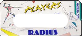 Top of cartridge artwork for Radius on the Amstrad CPC.