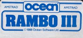 Top of cartridge artwork for Rambo III on the Amstrad CPC.