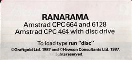 Top of cartridge artwork for Rana Rama on the Amstrad CPC.