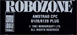 Top of cartridge artwork for Robozone on the Amstrad CPC.