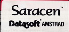 Top of cartridge artwork for Saracen on the Amstrad CPC.