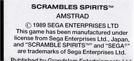 Top of cartridge artwork for Scramble Spirits on the Amstrad CPC.
