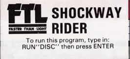 Top of cartridge artwork for Shockway Rider on the Amstrad CPC.