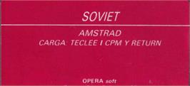 Top of cartridge artwork for Soviet on the Amstrad CPC.