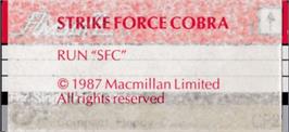 Top of cartridge artwork for Strike Force Cobra on the Amstrad CPC.