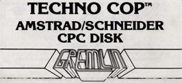 Top of cartridge artwork for Techno Cop on the Amstrad CPC.