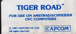 Top of cartridge artwork for Tiger Road on the Amstrad CPC.