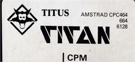 Top of cartridge artwork for Titan on the Amstrad CPC.