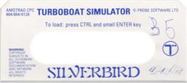 Top of cartridge artwork for Turbo Boat Simulator on the Amstrad CPC.