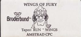 Top of cartridge artwork for Wings of Fury on the Amstrad CPC.