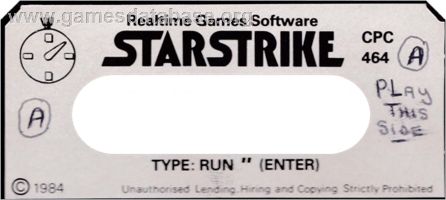 3D Starstrike - Amstrad CPC - Artwork - Cartridge Top