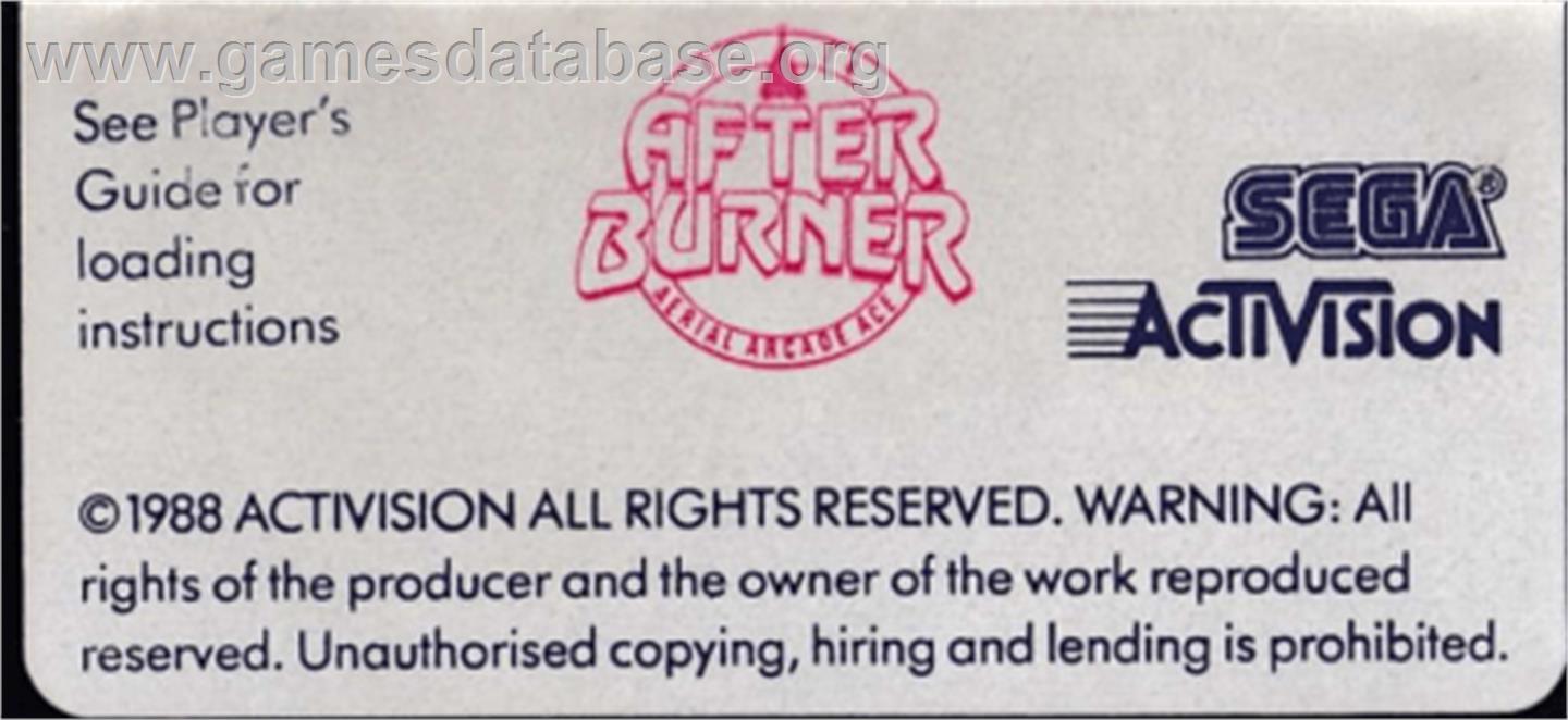 After Burner - Amstrad CPC - Artwork - Cartridge Top