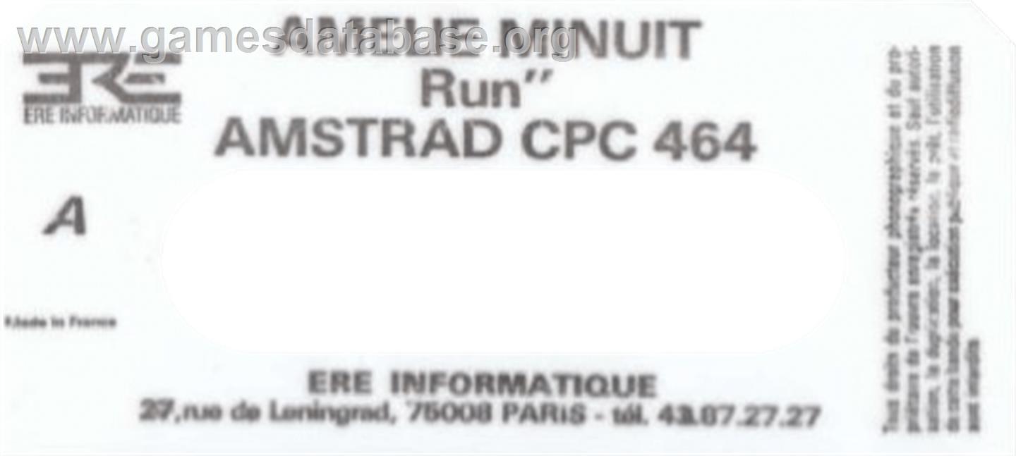 Amelie Minuit - Amstrad CPC - Artwork - Cartridge Top