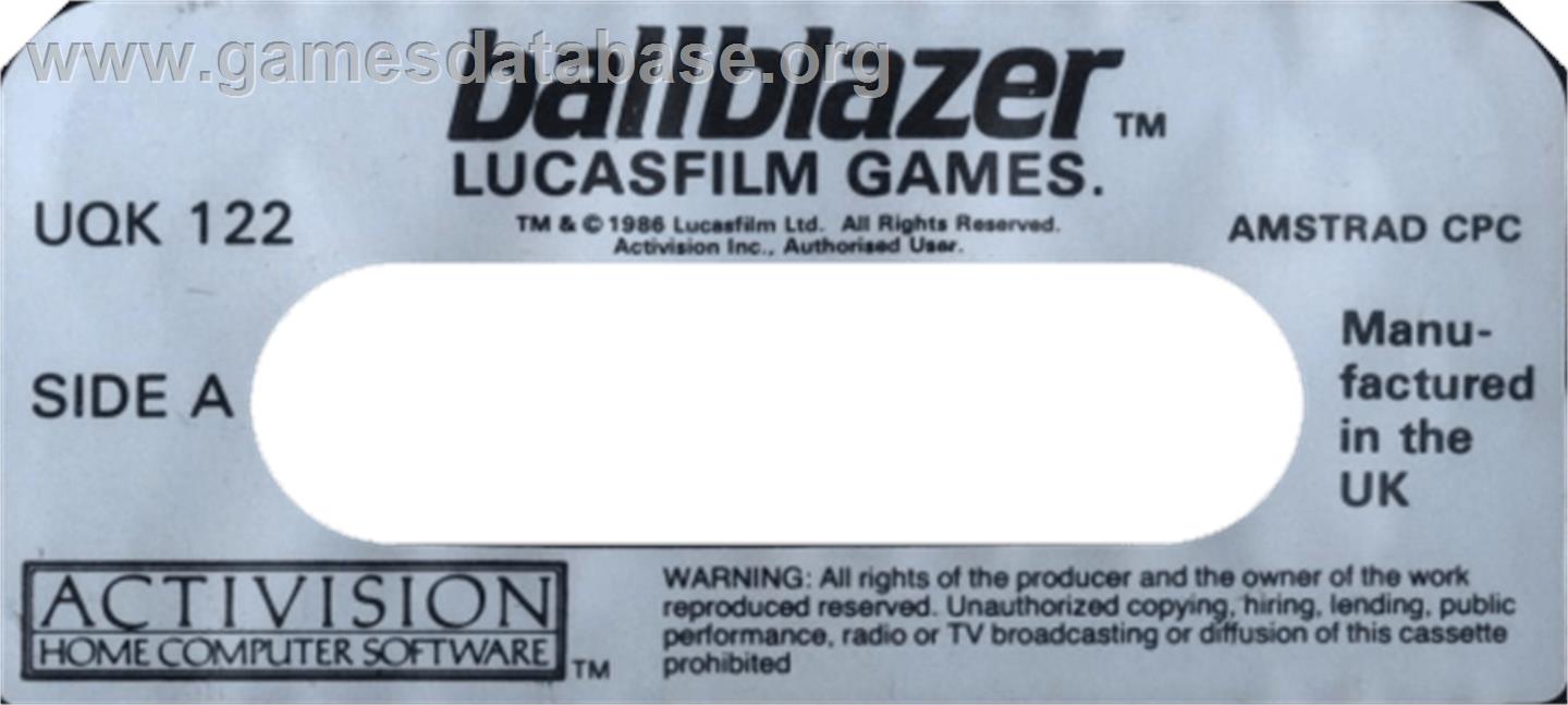 Ballblazer - Amstrad CPC - Artwork - Cartridge Top