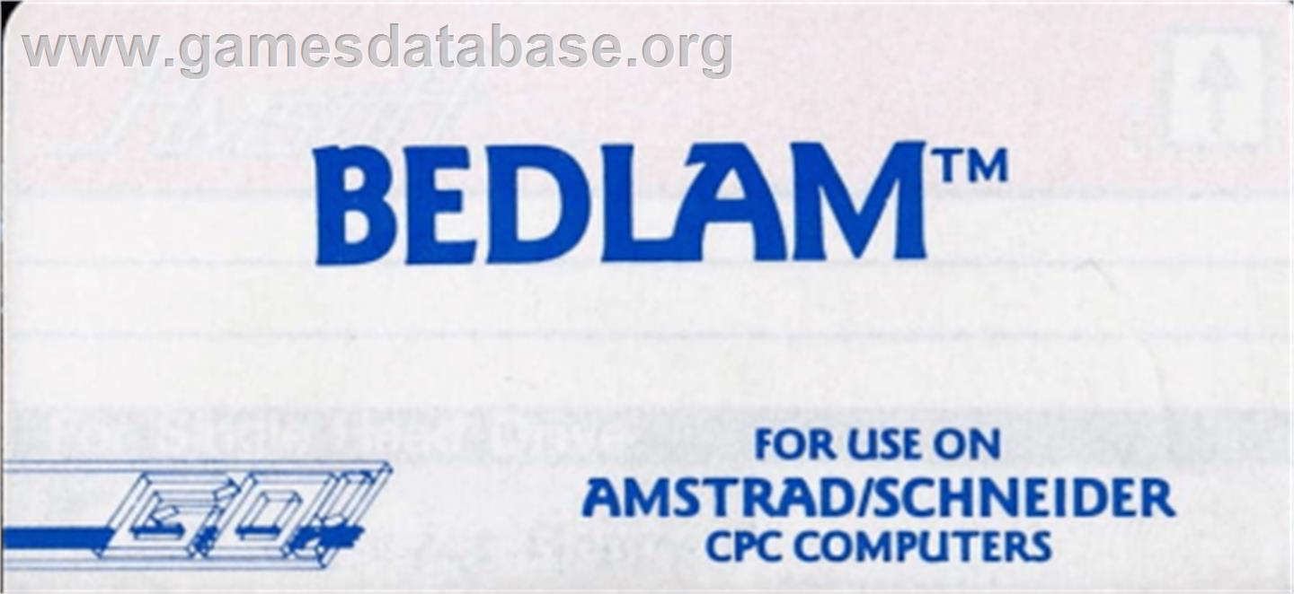 Bedlam - Amstrad CPC - Artwork - Cartridge Top