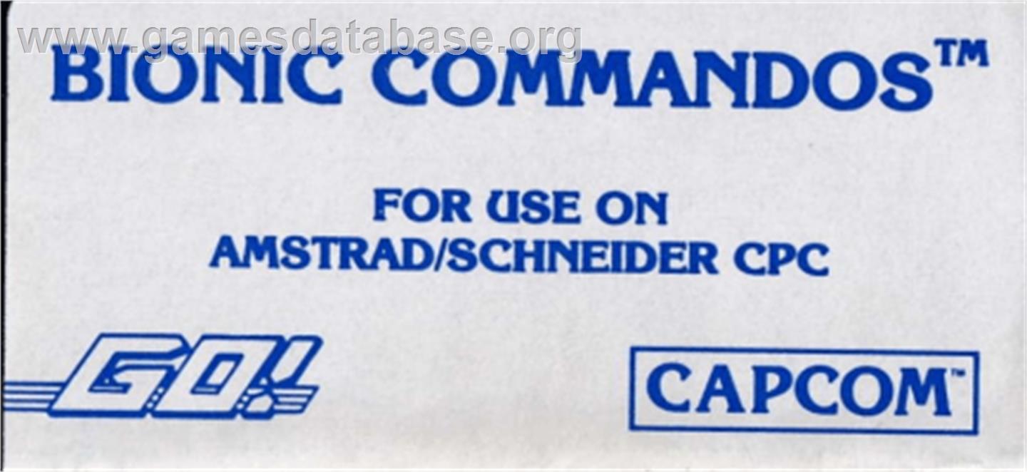 Bionic Commando - Amstrad CPC - Artwork - Cartridge Top