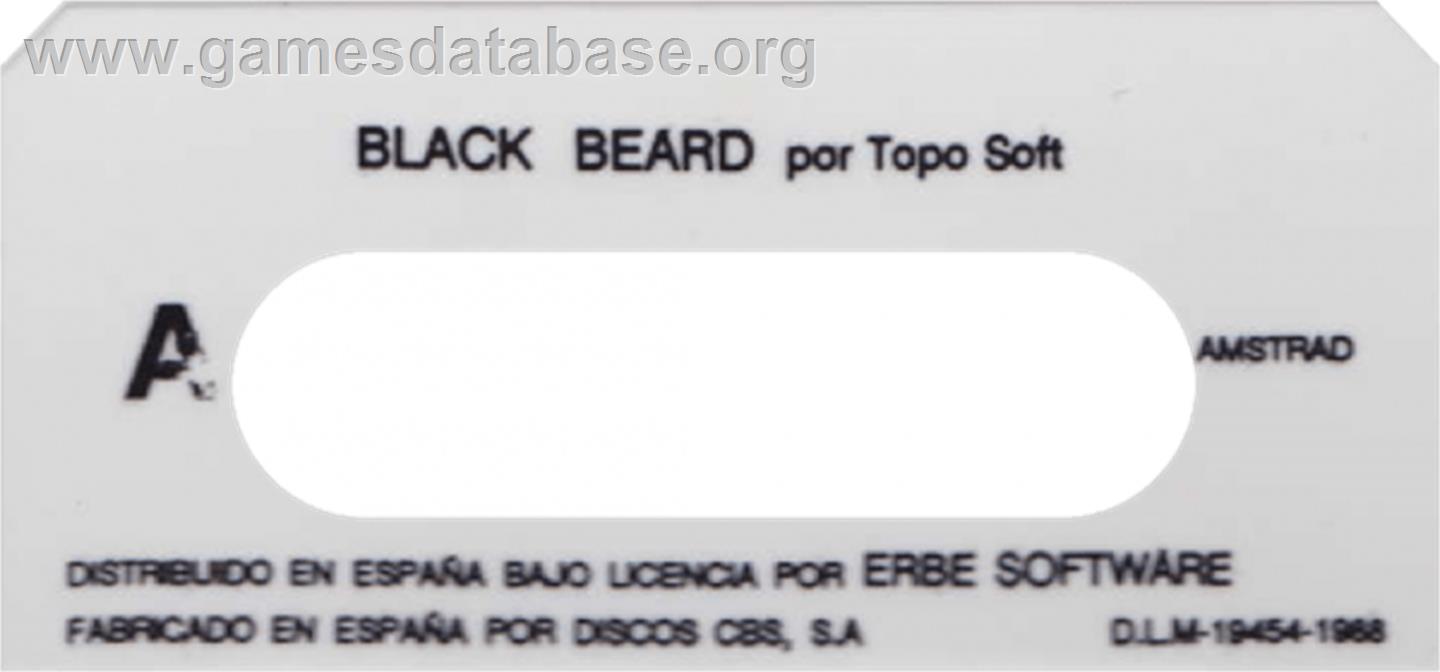 Black Beard - Amstrad CPC - Artwork - Cartridge Top