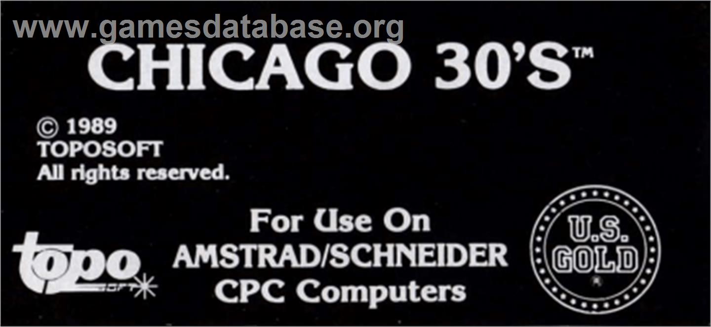 Chicago 30's - Amstrad CPC - Artwork - Cartridge Top