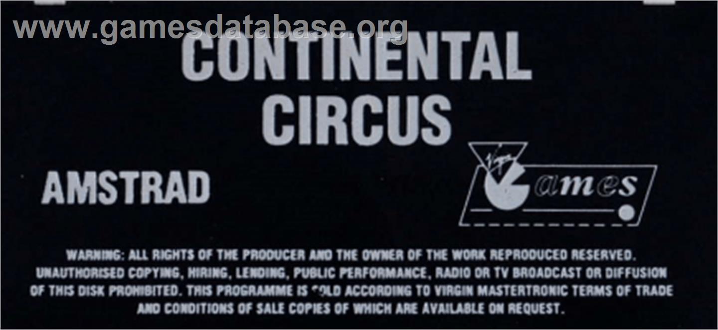 Continental Circus - Amstrad CPC - Artwork - Cartridge Top
