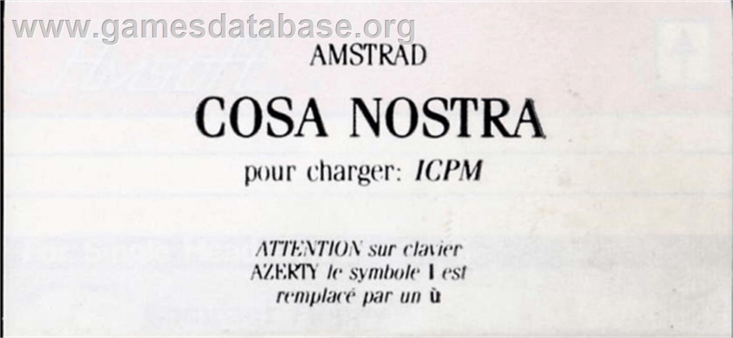 Cosa Nostra - Amstrad CPC - Artwork - Cartridge Top