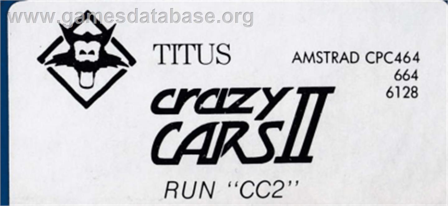 Crazy Cars 2 - Amstrad CPC - Artwork - Cartridge Top