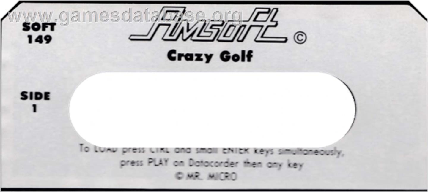 Crazy Golf - Amstrad CPC - Artwork - Cartridge Top