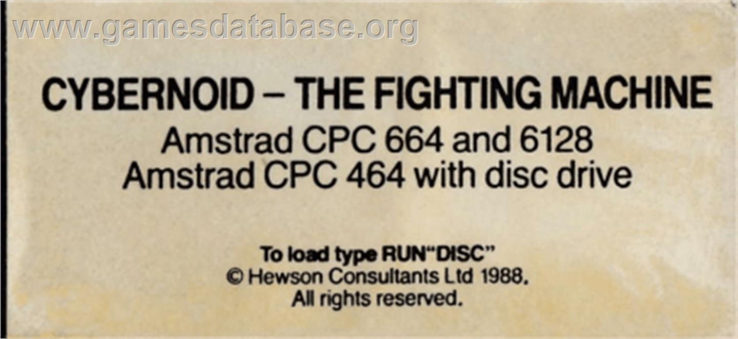 Cybernoid: The Fighting Machine - Amstrad CPC - Artwork - Cartridge Top