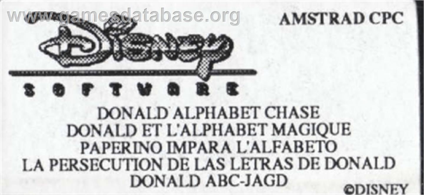 Donald's Alphabet Chase - Amstrad CPC - Artwork - Cartridge Top