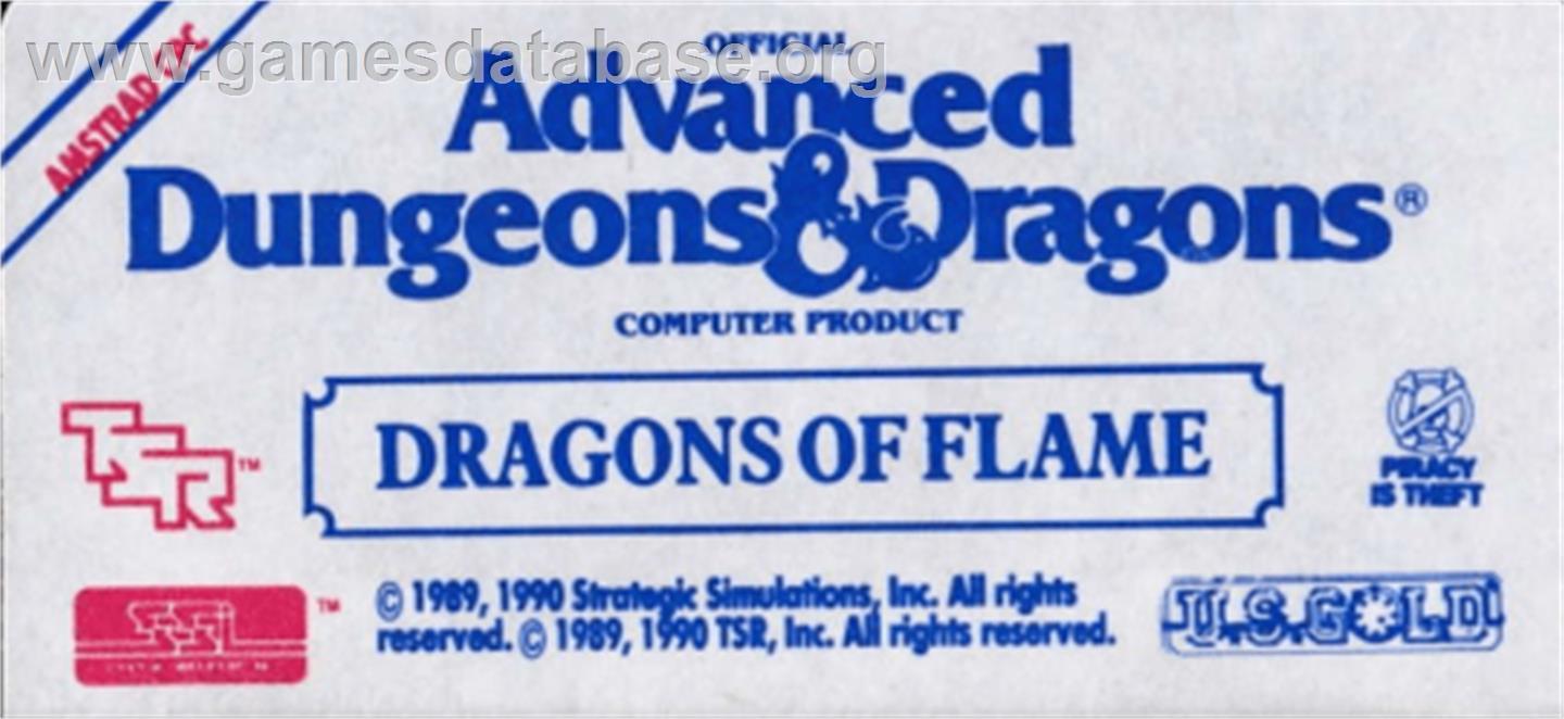 Dragons of Flame - Amstrad CPC - Artwork - Cartridge Top