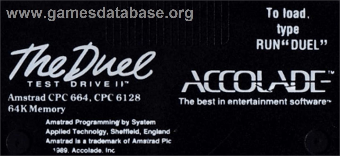 Duel: Test Drive 2 - Amstrad CPC - Artwork - Cartridge Top
