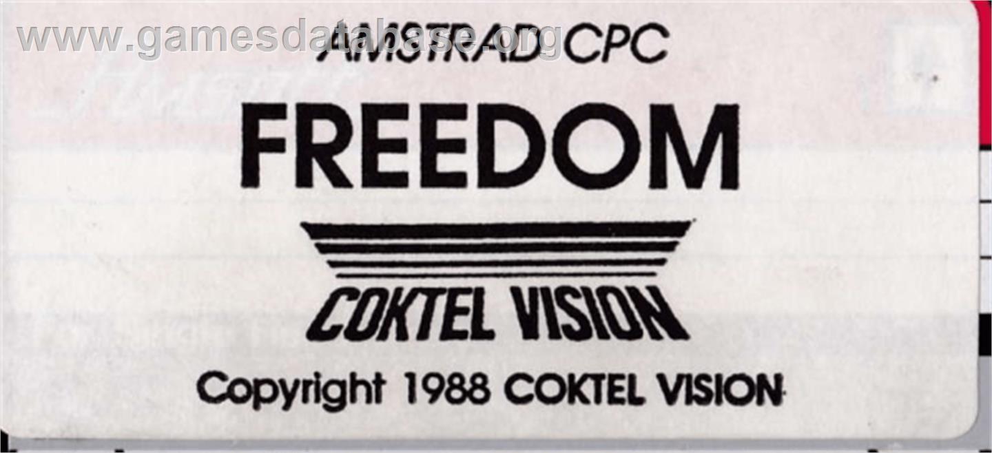 Freedom: Rebels in the Darkness - Amstrad CPC - Artwork - Cartridge Top