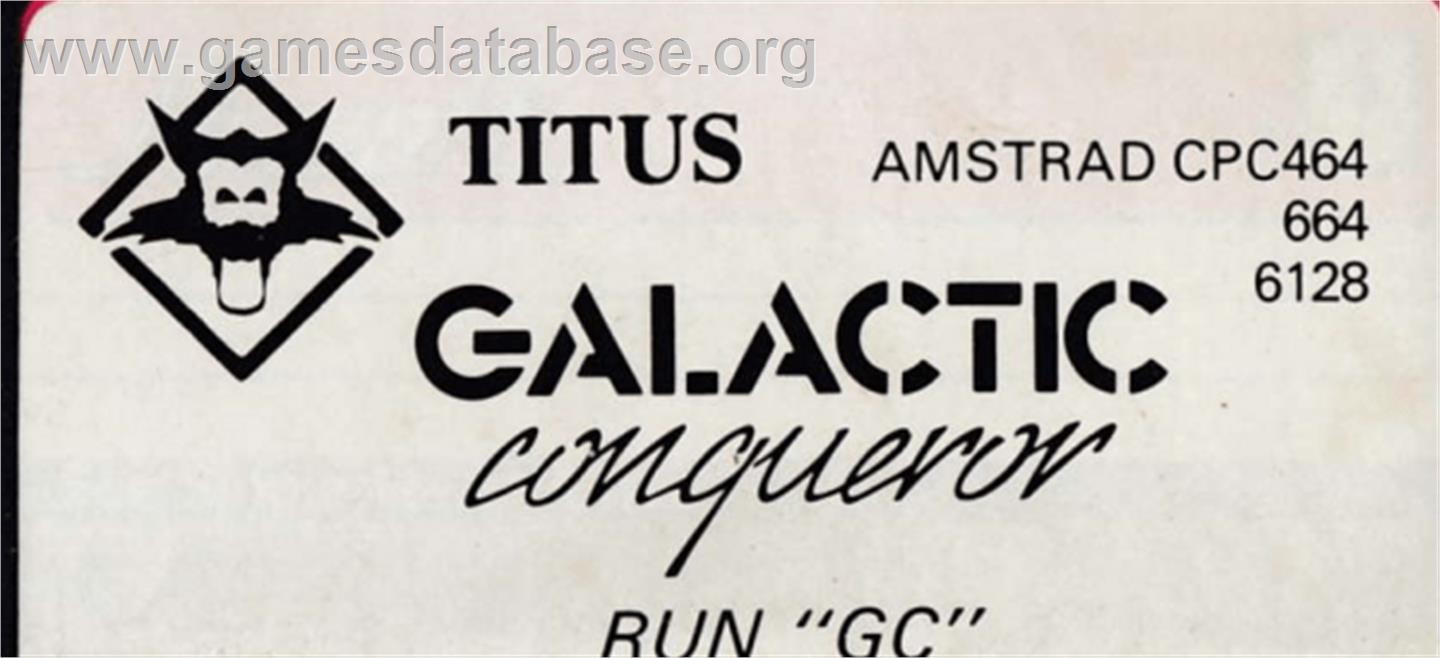 Galactic Conqueror - Amstrad CPC - Artwork - Cartridge Top