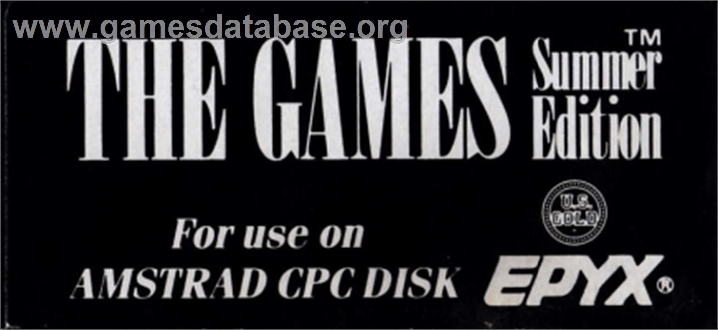 Games: Summer Edition - Amstrad CPC - Artwork - Cartridge Top