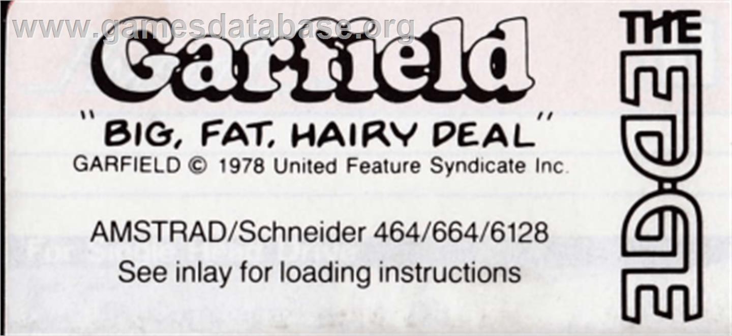 Garfield: Big, Fat, Hairy Deal - Amstrad CPC - Artwork - Cartridge Top