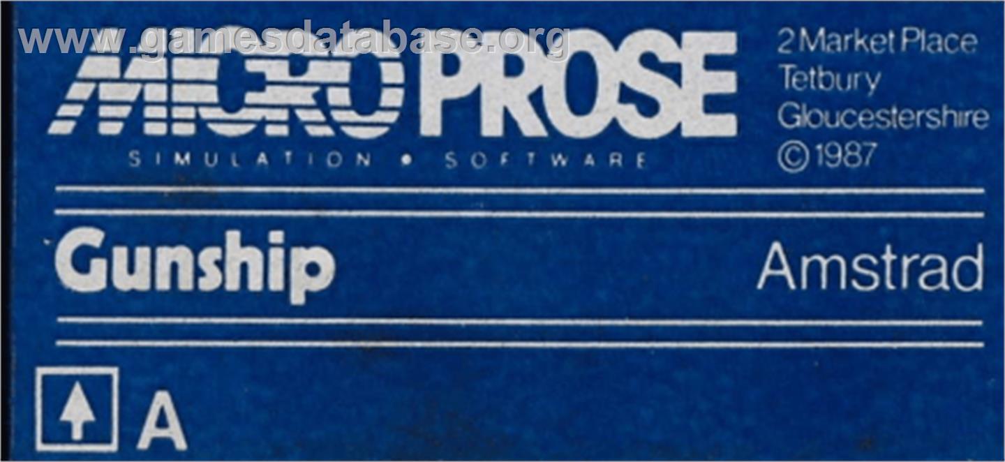 Gunship - Amstrad CPC - Artwork - Cartridge Top