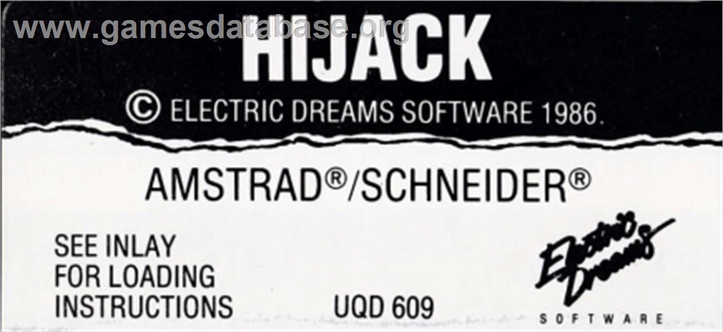 Hijack - Amstrad CPC - Artwork - Cartridge Top