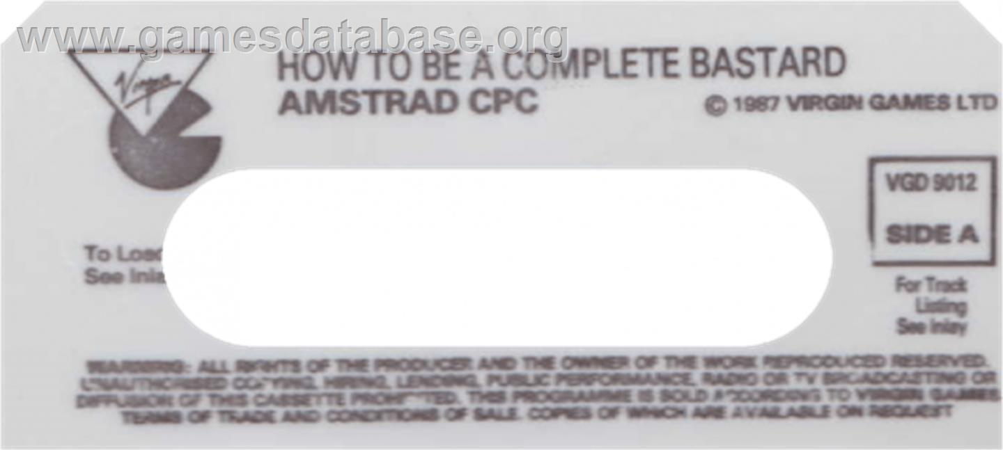 How to be a Complete Bastard - Amstrad CPC - Artwork - Cartridge Top