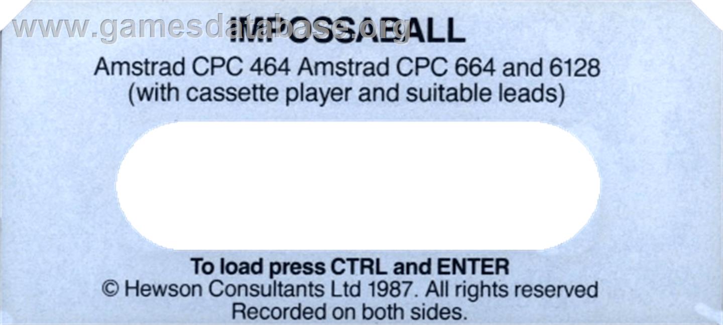 Impossaball - Amstrad CPC - Artwork - Cartridge Top