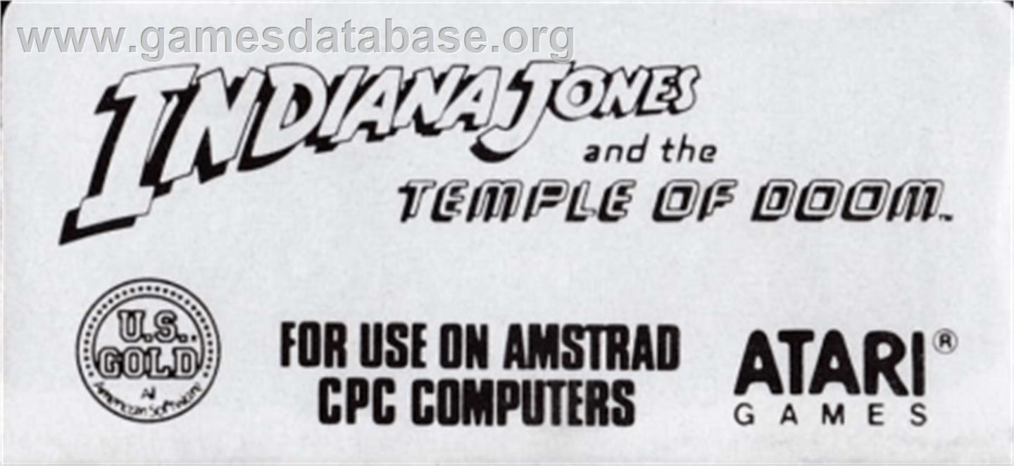 Indiana Jones and the Temple of Doom - Amstrad CPC - Artwork - Cartridge Top