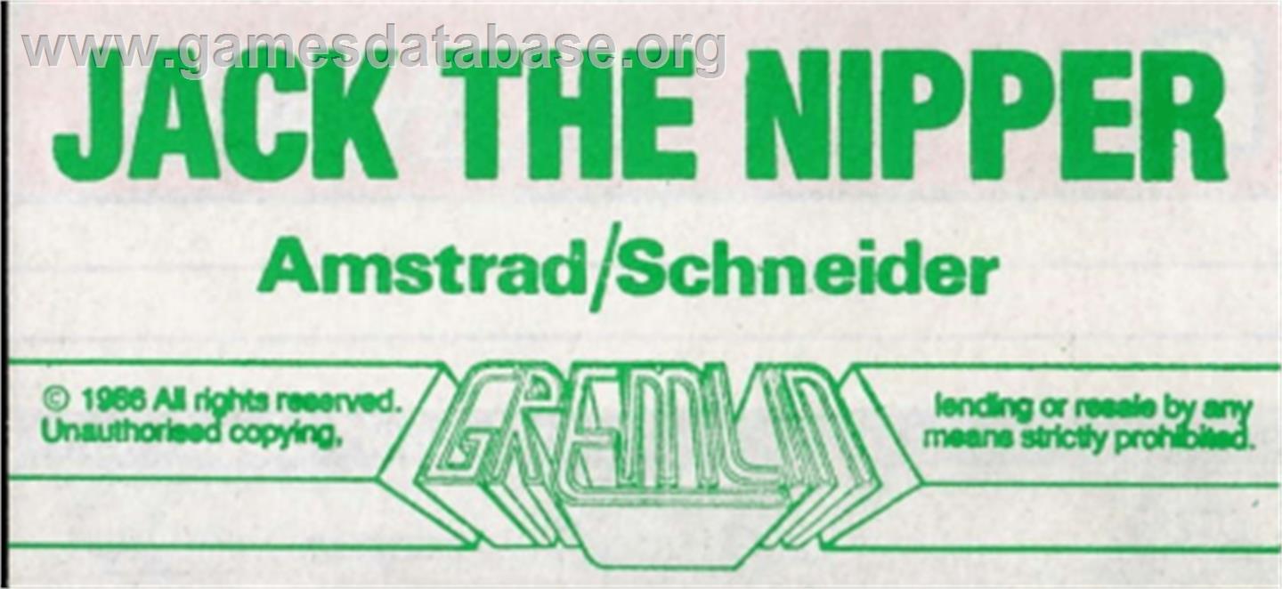 Jack the Nipper - Amstrad CPC - Artwork - Cartridge Top