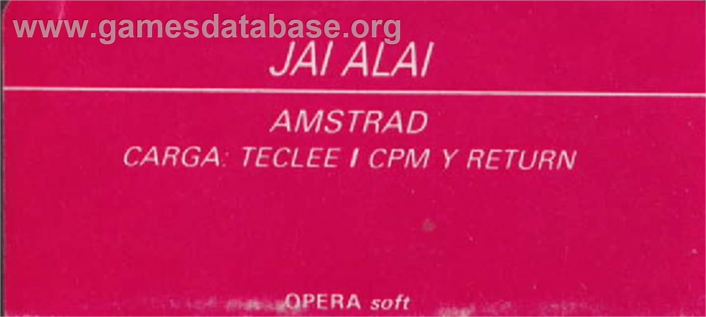 Jai Alai - Amstrad CPC - Artwork - Cartridge Top