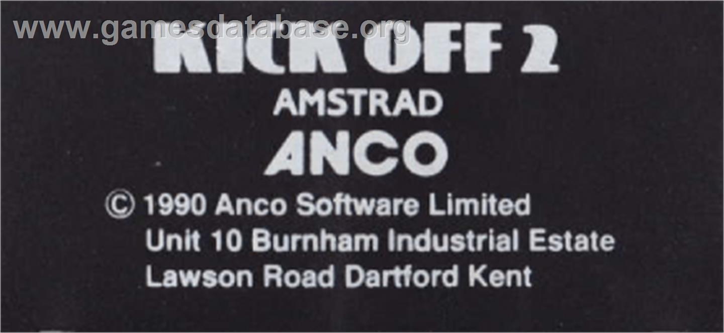 Kick Off 2 - Amstrad CPC - Artwork - Cartridge Top