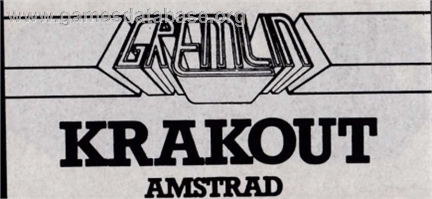 Krakout - Amstrad CPC - Artwork - Cartridge Top