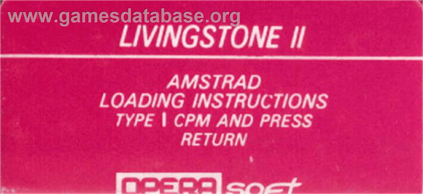 Livingstone Supongo 2 - Amstrad CPC - Artwork - Cartridge Top